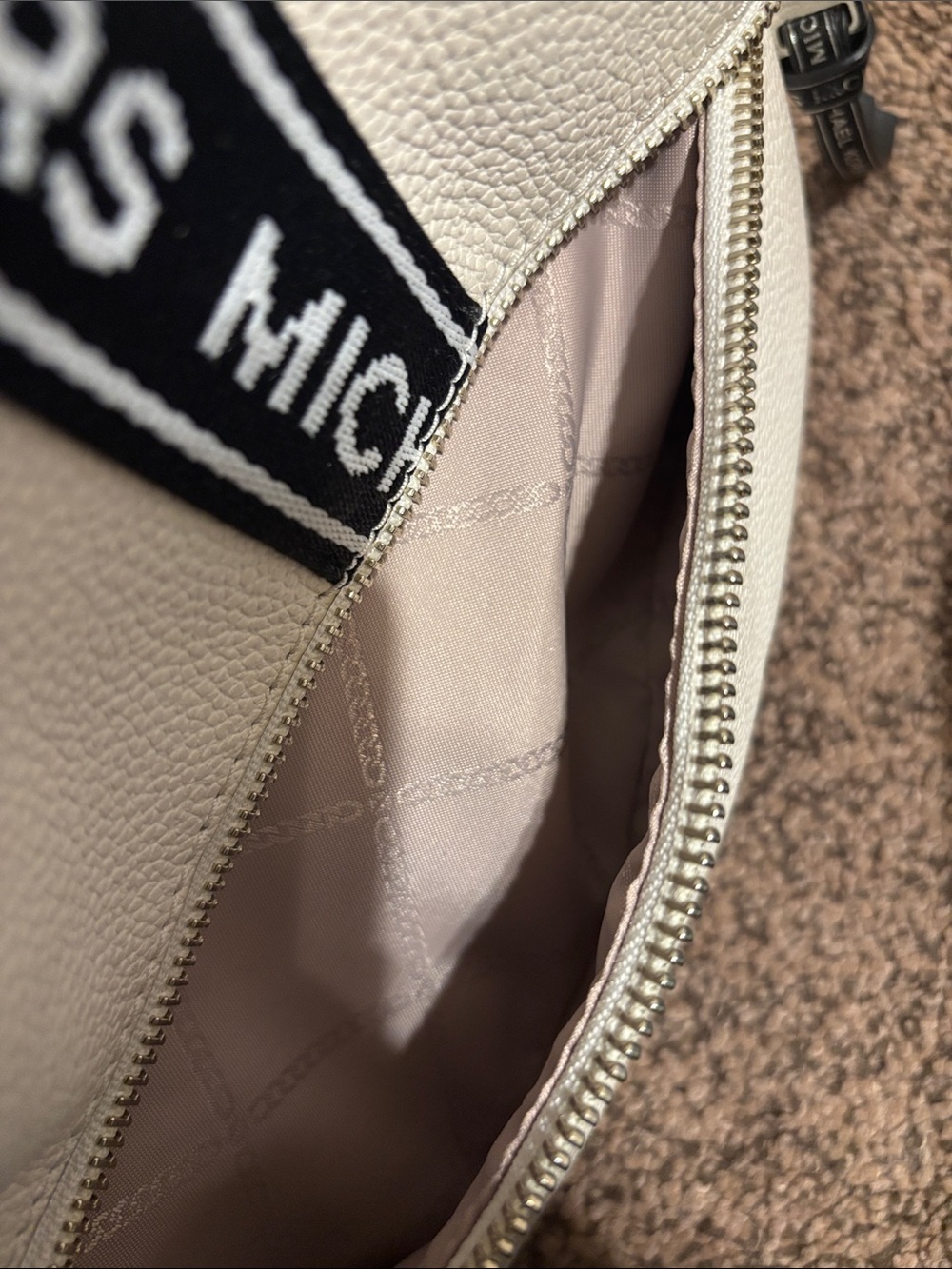 Michael Kors White Backpack with Black Logo Stripe - Picture 5 of 5